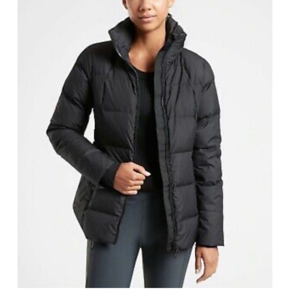 Athleta size M down jacket black .